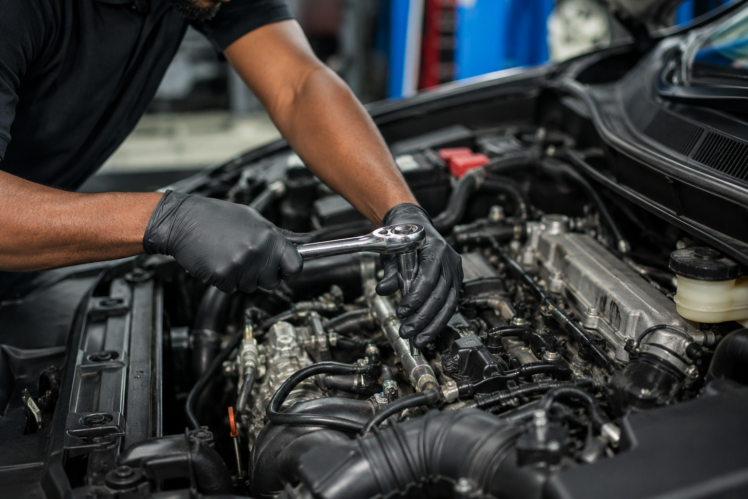 Mobile mechanic repairing a car in Hampton Roads Virginia